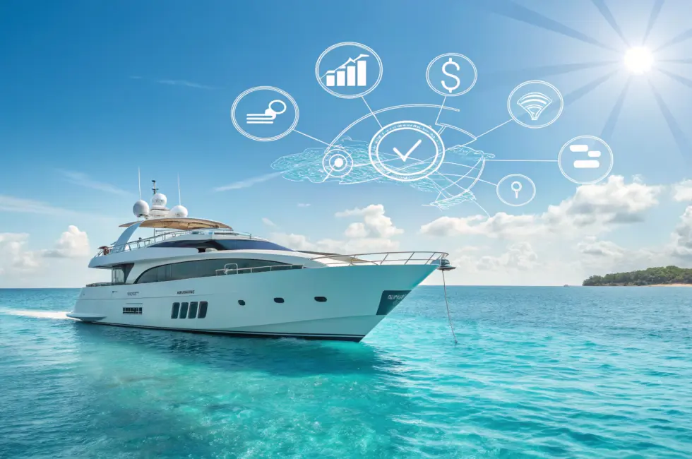 Luxurious yacht on see