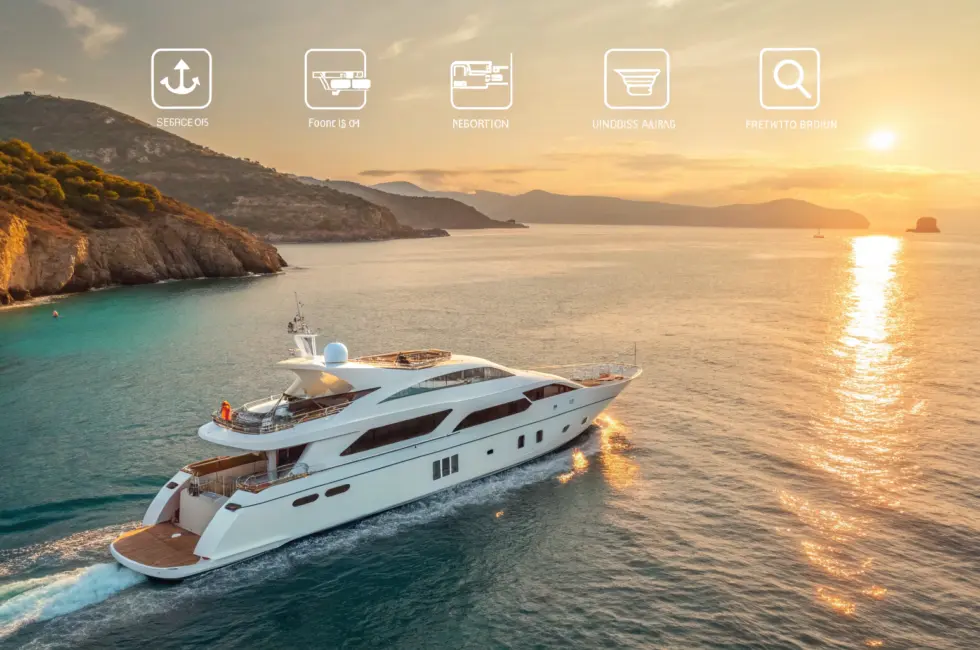Luxury yacht cruising on the sea